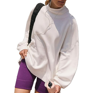 Sweat-shirt à col montant surdimensionné pour femme, couleur unie, haute qualité, service OEM personnalisé, prix attractif, vente chaude - Product Image 5