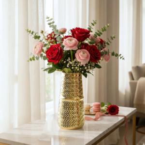 Florero Moderno de Metal Dorado para Decoración del Hogar – Centro de Mesa de Hierro de Lujo para Sala de Estar y Bodas - Product Image 2