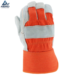 Guantes de Trabajo Profesionales de Lona Naranja 2026, Ligeros y Resistentes, con Puño de Seguridad y Palma de Cuero - Product Image 5