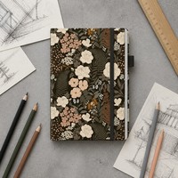 Carnet à couverture rigide gaufrée, motif Rose et Fougère vintage, impression personnalisée, avec emplacement pour stylo, journal d'écriture pour la planification de mariage