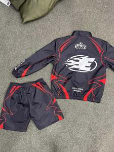 Windbreaker <b>Set</b> Wholesale Unisex Nylon Tracksuit <b>Set</b> Custom Logo <b>Embroidery</b> Short Windbreaker for Men and Women Summer Style - Product Image 2