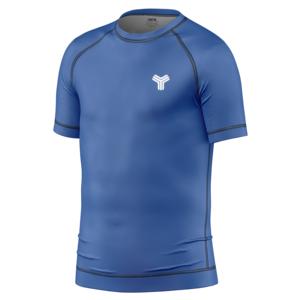 Rashguard à manches courtes personnalisé à col rond pour MMA, BJJ, surf, respirant, séchage rapide, tissu Spandex/Nylon - Product Image 1