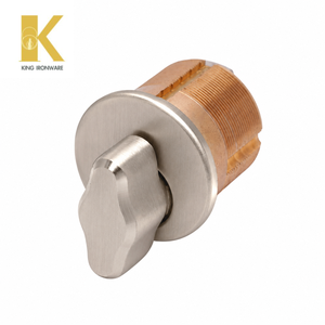 Serrure de porte à cylindre avec bouton rotatif ou option ADA, en acier inoxydable satiné ou laiton, 25 mm, pour la sécurité des portes de bâtiments commerciaux - Product Image 1