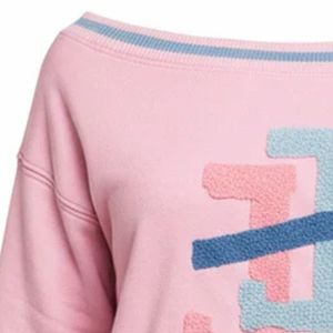 เสื้อสเวตเชิ้ตสีชมพูแบบมีลายกราฟิกสีน้ำเงินด้านหน้า แขนยาว สวมใส่สบายๆ เหมาะสำหรับผู้หญิงและเด็กผู้หญิง ใส่ได้ทุกวัน - Product Image 5