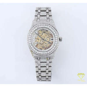 Montre squelette de luxe haute qualité entièrement sertie de diamants Moissanite VVS, style Hip Hop, automatique mécanique pour homme - Product Image 2