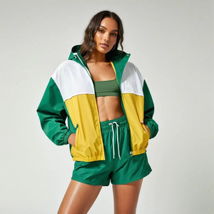 Custom Manufacturer Embroidered Men's Set Zip up Summer Nylon Two Piece <b>Windbreaker</b> Short Set Men Sweat Suit Tracksuits - Product Image 1
