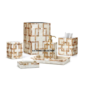 Modern Luxury Marble Eco-Friendly Seven-Piece <b>Bathroom</b> Accessories <b>Set</b> White Gold Soap <b>Dispenser</b> Storage Toothbrush Holder - Product Image 4