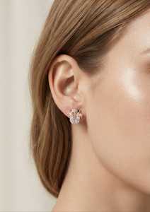 Boucles d'oreilles en or rose avec diamants de laboratoire, taille ronde, pour femme, cadeau idéal pour fête ou anniversaire - Product Image 3