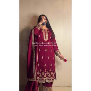 Ensemble de beaux costumes brodés pour femmes avec travail de séquence de codage - Product Image 4