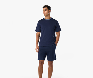 Camiseta de manga corta de algodón doble para hombre, estilo americano, de marca transfronteriza, color liso, holgada - Product Image 2