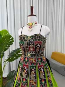 Designer Thread And Sequence Work Banglori <b>Top</b> With Faux Georgette Lehenga Fully Stitched Ready To Wear Navratri Lehenga Choli - Product Image 4