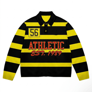 320 GSM Heavy Cotton Rugby T Shirt Red <b>White</b> Black Stripe <b>Panel</b> Embroidery Logo Wear for Men Rugby Polo Shirts - Product Image 2