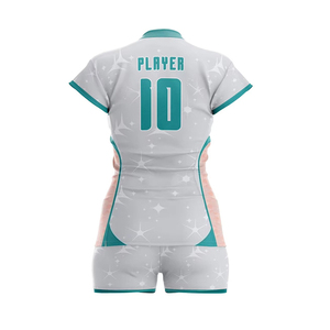 Top Trending Women Volleyball Uniform Quick Dry Sparkle Print Custom Sublimation Short Sleeve Jersey Shorts Set - Product Image 3