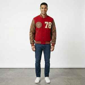 Men's Wool Varsity <b>Jacket</b> Leather Sleeves Chenille Embroidery Winter <b>Letterman</b> <b>Jacket</b> OEM - Product Image 5