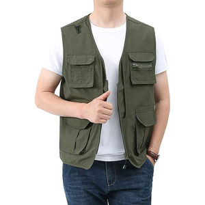 Chaleco Multibolsillos con Cremallera para Hombre, Color Verde Oliva, Informal, para Exteriores, Transpirable, con Exterior de Poliéster - Product Image 4