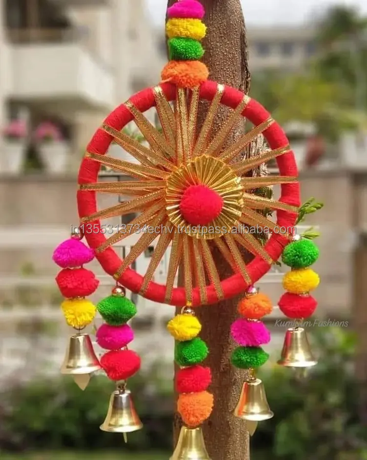 India buatan tangan warna-warni Toran untuk rumah kantor pesta pernikahan dekorasi barang pintu dinding gantung senar Diwali