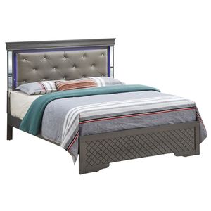 Lit Queen Verona G6702C QB3 noir métallisé, lit rembourré haut de gamme - Product Image 1
