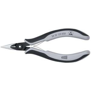 Pince de préhension de précision KNIPEX 34 22 130 ESD pour électronique, à bout demi-rond, à dents croisées, antistatique, pour assemblage, 5,25 pouces - Product Image 3
