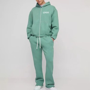 Conjunto de Sudadera con Capucha y Pantalones Cortos de Alta Calidad para Hombre 2026, Estilo Urbano, con Cremallera Completa, Logotipo Personalizado 3D para Estampado Puff, Cuello con Capucha, Tejido de Punto para Otoño - Product Image 4