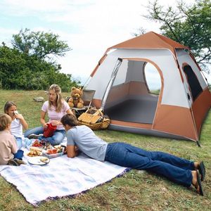 Carpa Familiar Marrón de Apertura Rápida de 240*240*150cm para Cuatro Personas, para Aventuras al Aire Libre - Product Image 5