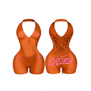 Protect Style Apparels Body sculptant de luxe pour femme, rouge, col licou, sans manches, dos lacé, effet ventre plat, coupe ajustée sexy - Product Image 6