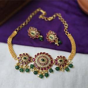 18K Gold Plated Christian Pearl Rhinestone Choker Necklace for Wedding - Product Image 3