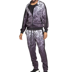 Survêtement pour hommes, prix de gros, survêtements pas chers, vêtements de sport pour hommes, survêtement personnalisé bicolore, coupe ajustée, 100% coton, pour hommes - Product Image 1