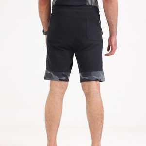 Shorts Bermuda Homme Noir Uni avec Logo Écologique à l'Avant, Taille à Cordon, Séchage Rapide, Décontracté, Tricoté, 100% Coton - Product Image 2