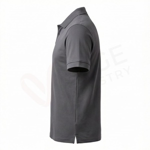 Polo en piqué 100% coton gris à manches courtes pour homme, décontracté, respirant, coupe classique, design tricoté uni - Product Image 3