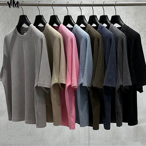 Men's Oversized <b>Waffle</b> Knit T <b>Shirt</b> 100% Cotton Breathable Blank Tee Short Sleeve O Neck Casual Streetwear - Product Image 1