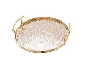 Stainless Steel Serving <b>Tray</b> with Bowl Set Wooden Handles Metal <b>Snack</b> Serving Platter Dry Fruit Serving Set Home Decor - Product Image 5