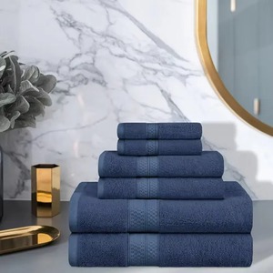 Striped Cotton <b>Towel</b> Set Rectangular Woven Soft Absorbent Home Use Skin-Friendly Blue <b>Teal</b> Gray - Product Image 5