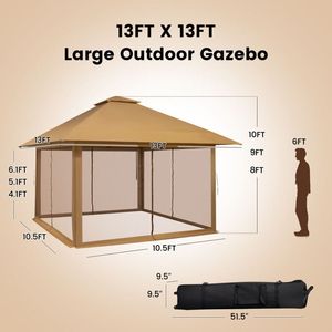 Gazebo Istantaneo Pop-up 13 x 13 Piedi con Pareti Laterali in Rete, Pratico Gazebo Pergola Istantaneo - Product Image 5