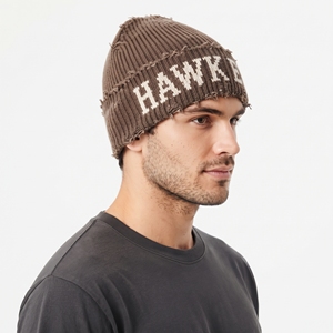 Hawkeye Knitted Beanie Hat Men's Winter Casual <b>Acrylic</b> Warm Cap 56-58CM <b>Letter</b> Pattern Handmade Style - Product Image 2