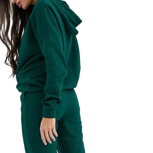 Ensemble de survêtement en molleton de coton pour femme, personnalisé, pour l'hiver, idéal pour l'entraînement et le jogging, confortable avec fermeture éclair - Product Image 2