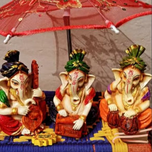 Estatua de Ganesha Art Deco de Piedra Musical para Diwali, Bodas, Cumpleaños, Pascua y Otras Ocasiones - Product Image 1