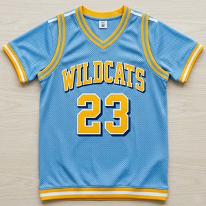 Wholesale Custom Men's Retro Short Sleeve Basketball Jersey <b>Light</b> Blue Breathable Mesh V-<b>Neck</b> Throwback Team Uniform Blank - Product Image 5