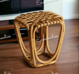 Table basse, tabouret, ottoman, table d'appoint en rotin tressé à la main, meubles de chambre et de salon, console en os incrusté pour patio, style rustique moderne - Product Image 2