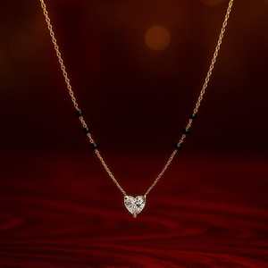 <b>Titanium</b> Pearl Heart Mangalsutra Necklace-Rose Gold Plated Casual Religious <b>Chain</b> - Product Image 1