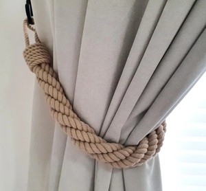 Beige Cotton Rope Curtain <b>Tieback</b>, 4-Strand Twisted Drapery Holdback, Elegant Window Decor - Product Image 2