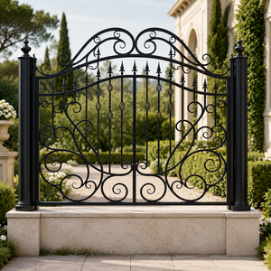 Fournisseur en gros de balustrades décoratives en fer forgé noir de luxe pour clôtures de jardin et de villas - Product Image 1