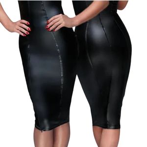 Vestido Largo de Látex Negro para Mujer, Sexy, Ajustado, Largo hasta el Suelo, para Fiesta, Club, Atuendo de Moda Brillante para Noche, Ropa Personalizada - Product Image 6
