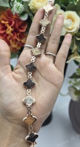 Pulsera de Plata de Ley 925 con Dije de Flor de Moissanita, Eslabones Infinitos de Lujo, Chapado en Rodio, Unisex, Regalo de Boda, Joyería Fina - Product Image 3