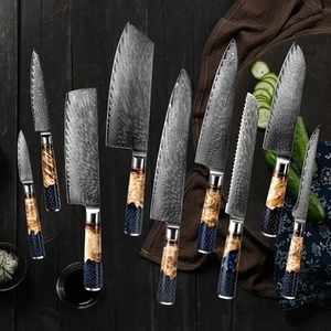 Ensemble de 9 couteaux de chef professionnels en acier au carbone avec manche en résine, très vendus - Product Image 3