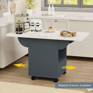 Set Tavolo da Pranzo in Legno da 100 cm Assemblato ed Estensibile con 4 Ruote - Tavolino Pieghevole con Ripiano Portaoggetti - Product Image 5