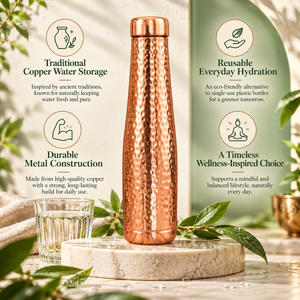 Botella de agua de cobre puro de 1 litro, fabricada en India, de primera calidad, para el hogar, la oficina, yoga, regalos, viajes. Botella de cobre puro. - Product Image 2