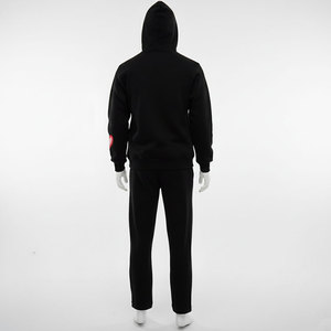 Conjunto Deportivo Econex Unisex con Sudadera con Capucha Negra y Pantalones Jogger, Estilo Urbano, Estampado, Felpa de Algodón, Ropa de Otoño Transpirable - Product Image 4