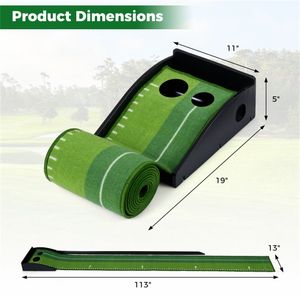 Tapis de golf miniature d'intérieur avec retour de balle et 2 tailles de trous, 3 balles incluses pour l'entraînement à domicile ou comme cadeau - Product Image 4