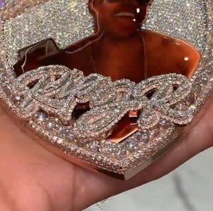 Hip Hop Style Iced Out Vvs Custom Moissanite Photo <b>Charm</b> Pendant 925 Sterling <b>Silver</b> Gold Plated Dazzling - Product Image 4