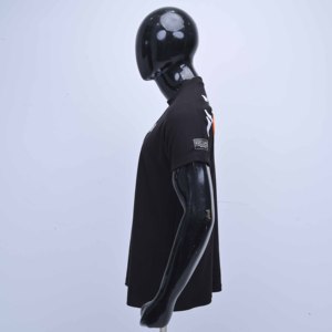 Camiseta de algodón de calidad premium con logotipo personalizado, hombros caídos, fabricante OEM, color negro liso, con cuello redondo, para hombre. - Product Image 5